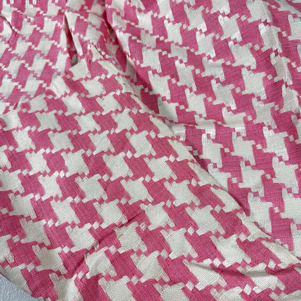 Pink Ivory Houndstooth Designer Woven Fabric 44" Remnant Saisilks BCP-793/4